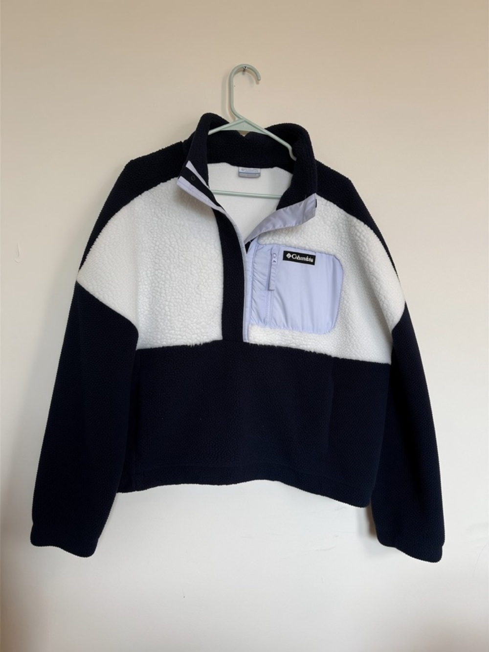 Columbia Navy and White Half-Zip Sherpa Pullover